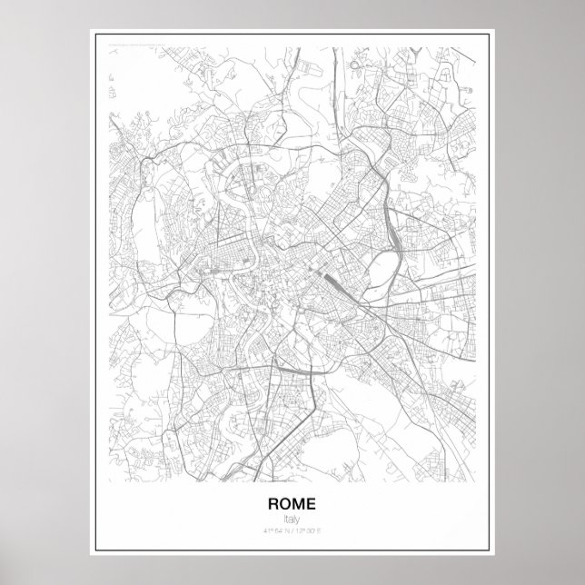 Rome, Italy, Minimalist Map Poster (Style 2) (Front)