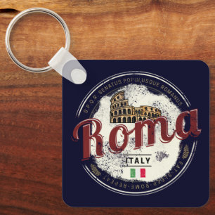Rome Italy Retro Colosseum Vintage Holiday Key Ring