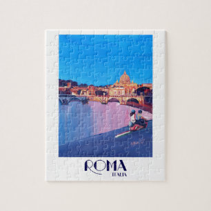 Rome Italy Retro Poster Jigsaw Puzzle