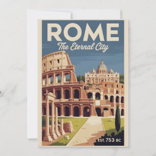 Rome Italy Retro Skyline Cityscape Travel Holiday Card