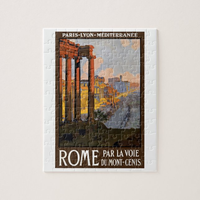 Rome Italy Roman Forum at Dawn, Vintage Travel Art Jigsaw Puzzle (Vertical)