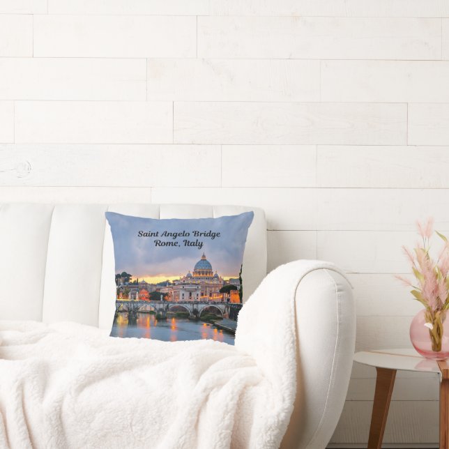 Rome, Italy - Saint Angelo Bridge, Cushion (Couch)
