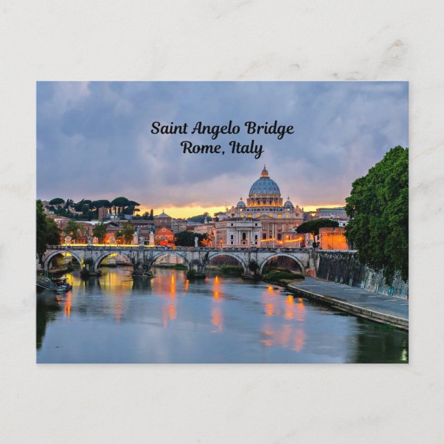 Rome, Italy - Saint Angelo Bridge, Postcard (Front)
