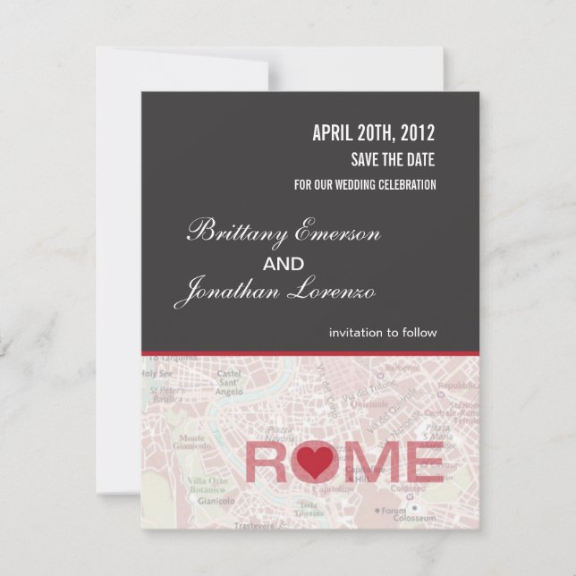 Rome Italy Save the Date Announcement (Front)