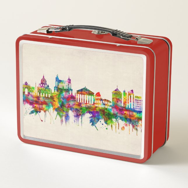 Rome Italy Skyline Metal Lunch Box (Back)