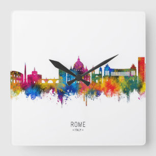 Rome Italy Skyline Square Wall Clock