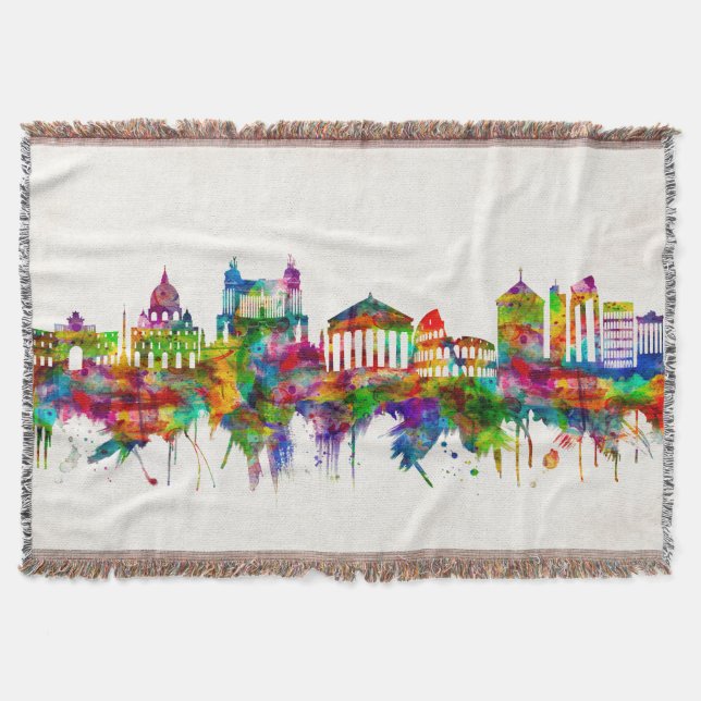 Rome Italy Skyline Throw Blanket (Front)