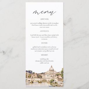 Rome Italy Skyline Travel Destination Wedding Menu
