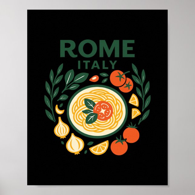 Rome Italy Souvenir Italian Pasta And Travel Desig Poster (Front)