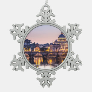 Rome Italy - St Peters Cathedral Snowflake Pewter Christmas Ornament