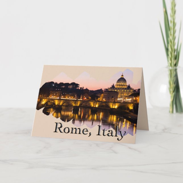Rome, Italy: The Romantic City at Night Card (Front)
