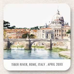 Rome Italy Tiber River Watercolor Italian Travel Coaster