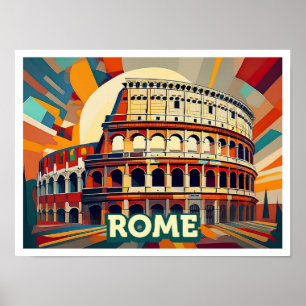 Rome Italy Travel artistic colourful Poster