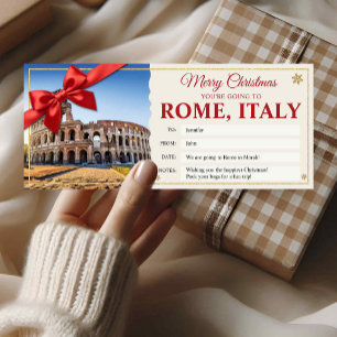 Rome Italy Trip Christmas Reveal Gift Ticket Card