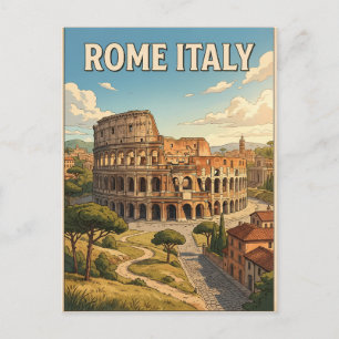 Rome Italy Vintage Anime Travel Postcard