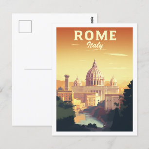 Rome Italy Vintage Famous Travel Place Postcard