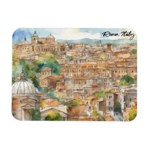Rome Italy Watercolor Painting Panorama View Magnet