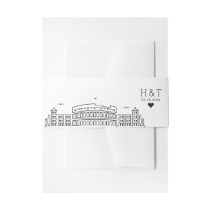 Rome Italy Wedding   Stylised Skyline Monogram Invitation Belly Band