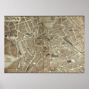 Rome, map, 1900 poster