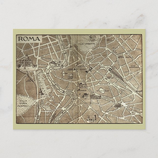 Rome, Map dating to the end of the 19th century Postcard (Front)