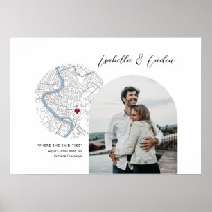 Rome Map Wedding Engagement Photo Gift Poster