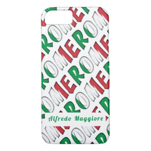 Rome Pattern Flag of Italy Colours Add Name iPhone 8/7 Case