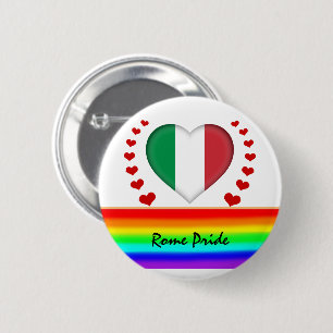Rome Pride & Hearts & Rainbow Flag / Love 6 Cm Round Badge