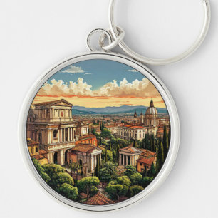 Rome Scenic View of Historic Cityscape Key Ring