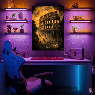 Rome Skyline - Charcoal Monochrome Art - Urban  Poster