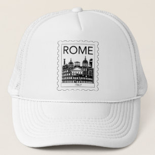 Rome Souvenir Italy Postage Stamp Trucker Hat