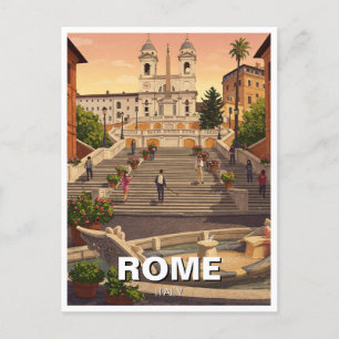 Rome Spanish Steps Italy Travel Postcard