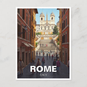 Rome Spanish Steps Italy Travel Postcard