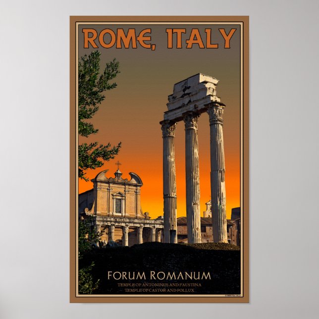 Rome - Temple Ruins in Forum Romanum Poster (Front)