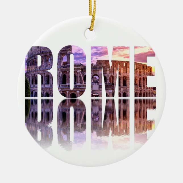 Rome text souvenir ceramic ornament (Front)