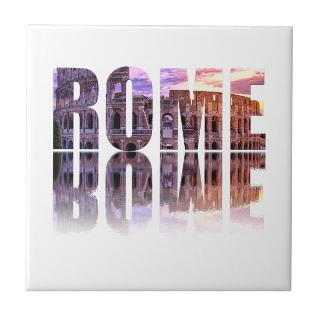 Rome text souvenir square ceramic tile (Front)