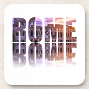 Rome text souvenir square coaster