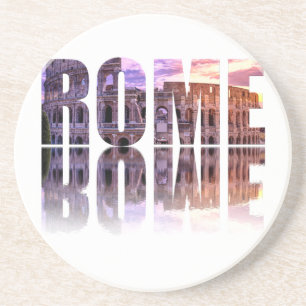 Rome text souvenir square coaster