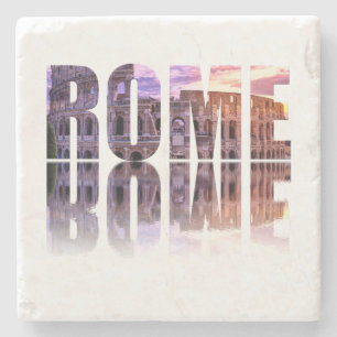 Rome text souvenir square stone coaster