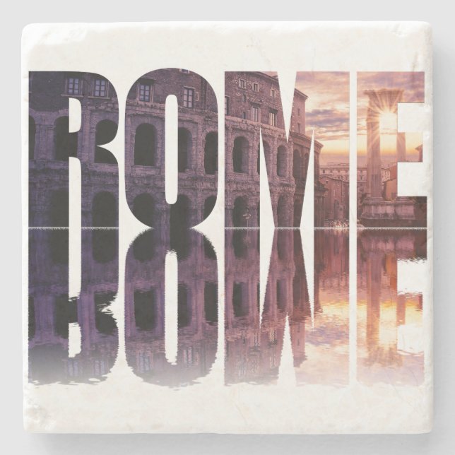Rome text with Colosseum souvenir Stone Coaster (Front)