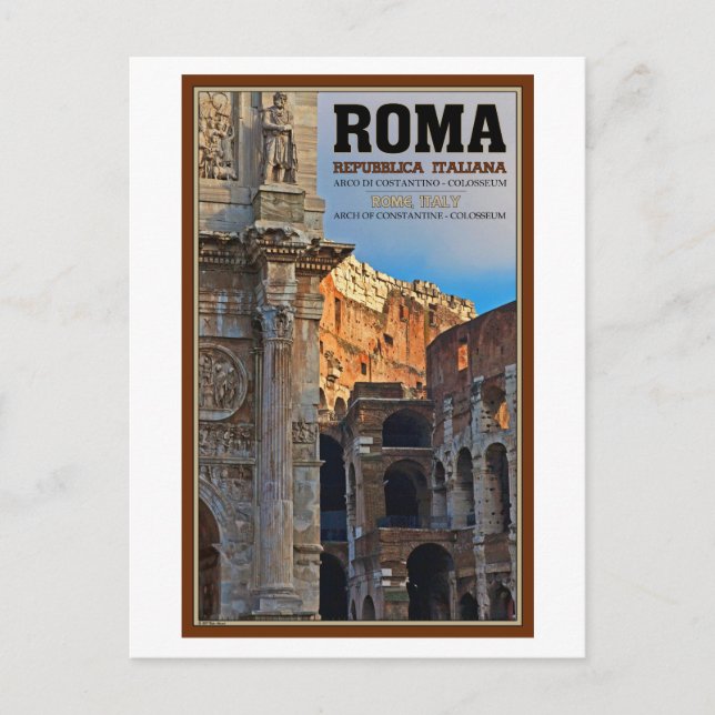 Rome - the Arch of Constantine and the Colosseum Postcard (Front)