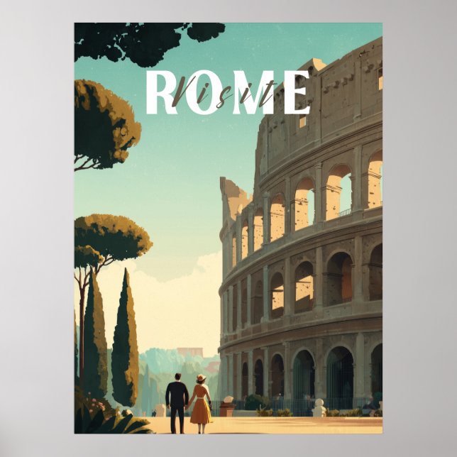 Rome Travel Poster –  Colosseum Wall Art (Front)