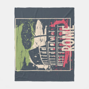 Rome Typography: Eiffel Tower Poster. Fleece Blanket