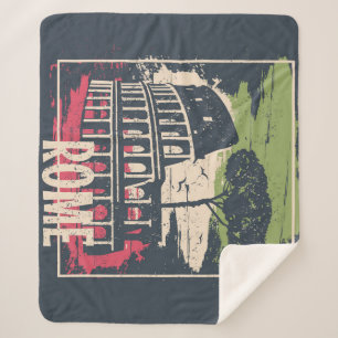 Rome Typography: Eiffel Tower Poster. Sherpa Blanket