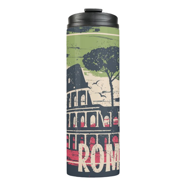 Rome Typography: Eiffel Tower Poster. Thermal Tumbler (Front)