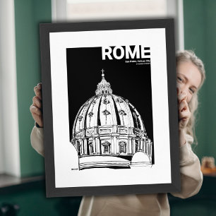 Rome Vatican City St. Peter’s Dome Travel Sketch Poster