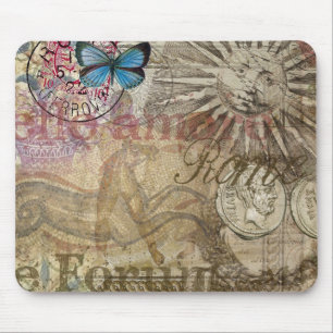 Rome Vintage Italy Travel Collage Mouse Pad