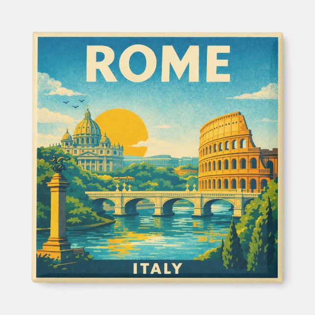 Rome Vintage Travel Poster Magnet (Front)