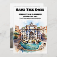 Rome wedding save the date trevi fountain chic