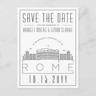 Rome Wedding   Stylised Skyline Save the Date Postcard