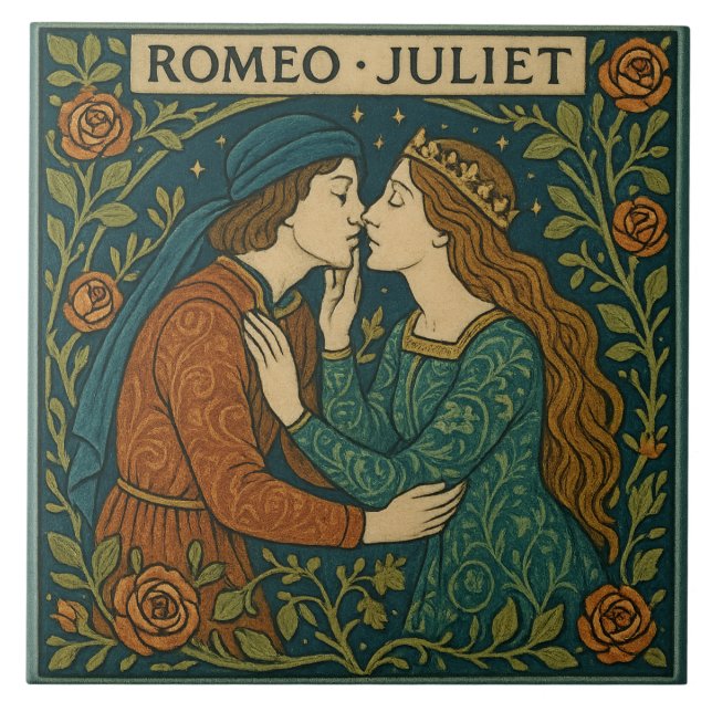 Romeo And Juliet - Arts And Crafts Ceramic Tile (Front)